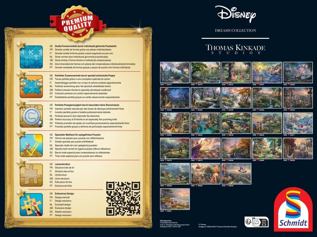 Schmidt Spiele 58030 Thomas Kinkade, Disney, Vaiana, Moana, puzzle 1000 pièces, normal, noir, blanc Puzzle Naty Shop