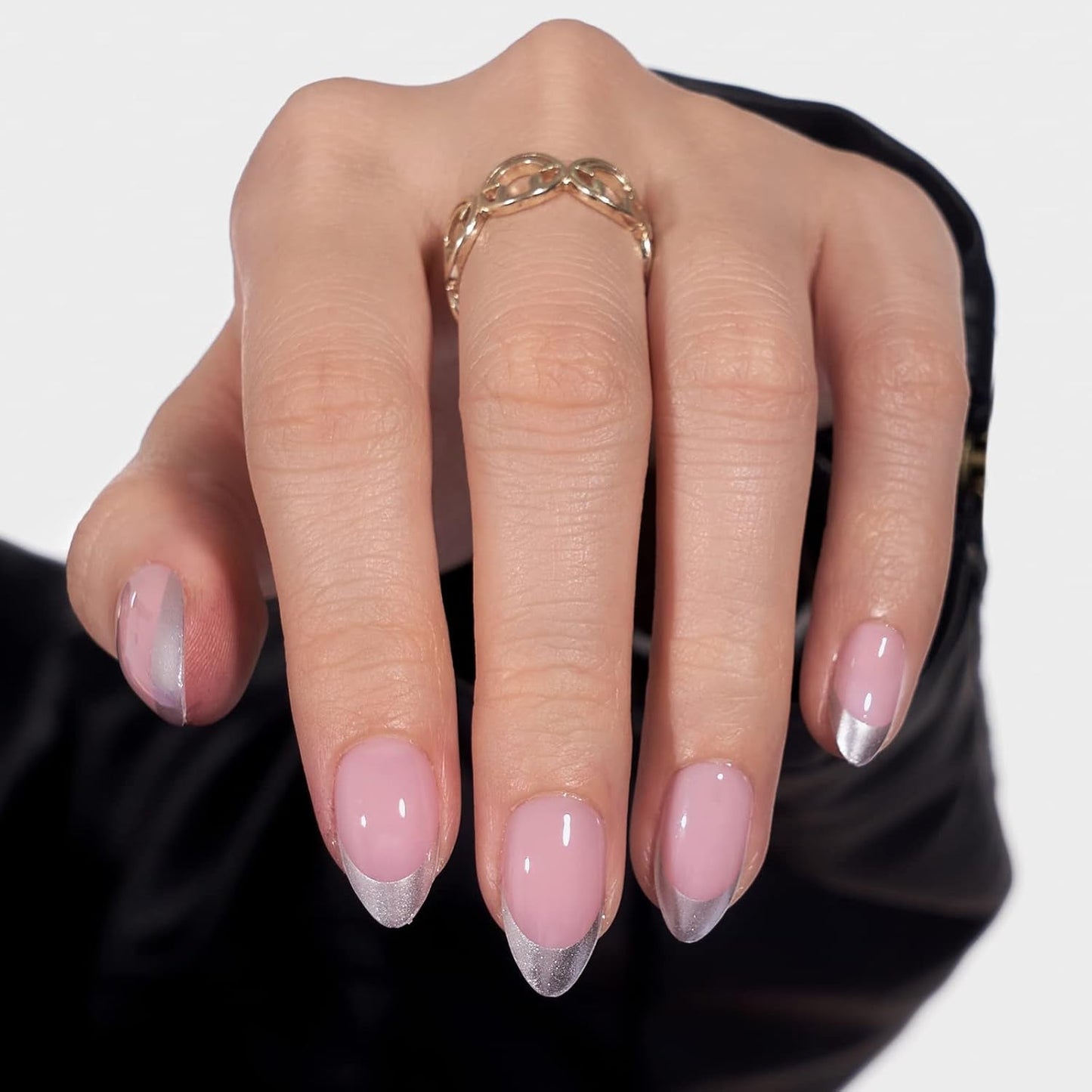 Btartbox Faux Ongles Carrés Courts Baby Boomer Colle Sur Blanc Dégradé Rose Faux Ongles Ongles Artificiels Courts avec Colle À Ongles 30 Pièces Faux Ongles Carrés