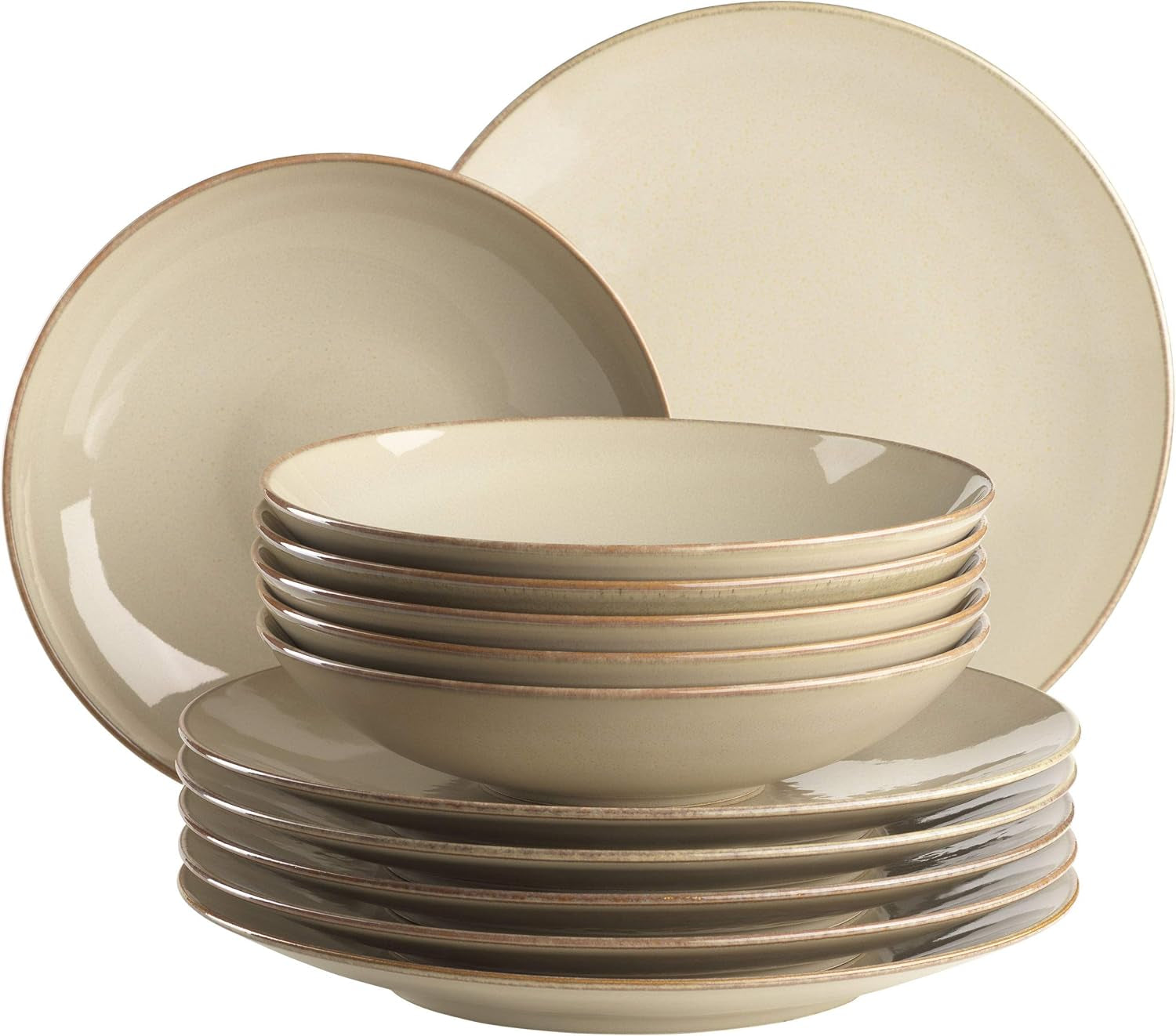 MÄSER 931734 Ossia, set de table pour 6 personnes au look méditerranéen vintage, service de table moderne à 12 étages avec accessoires et ustensiles de cuisine en sable gris, céramique, sable gris