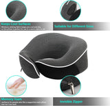 KILDOWS Oreiller Cervical Avion, Oreiller de Voyage en Mousse à Mémoire de Forme, Oreiller de Voyage Avion avec Masque pour les Yeux et Bouchons d'Oreilles, Oreiller Cervical Orthopédique, Idéal pour Voyager en Avion, Voiture, Train Oreillers Cervicaux Orthopédiques Naty Shop