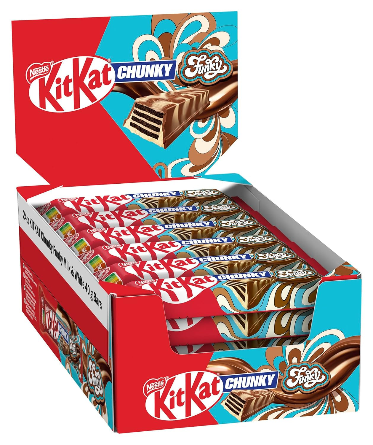 Nestlé Chunky Funky, gaufrette croustillante au chocolat au lait, paquet de 24 (24 x 40g)