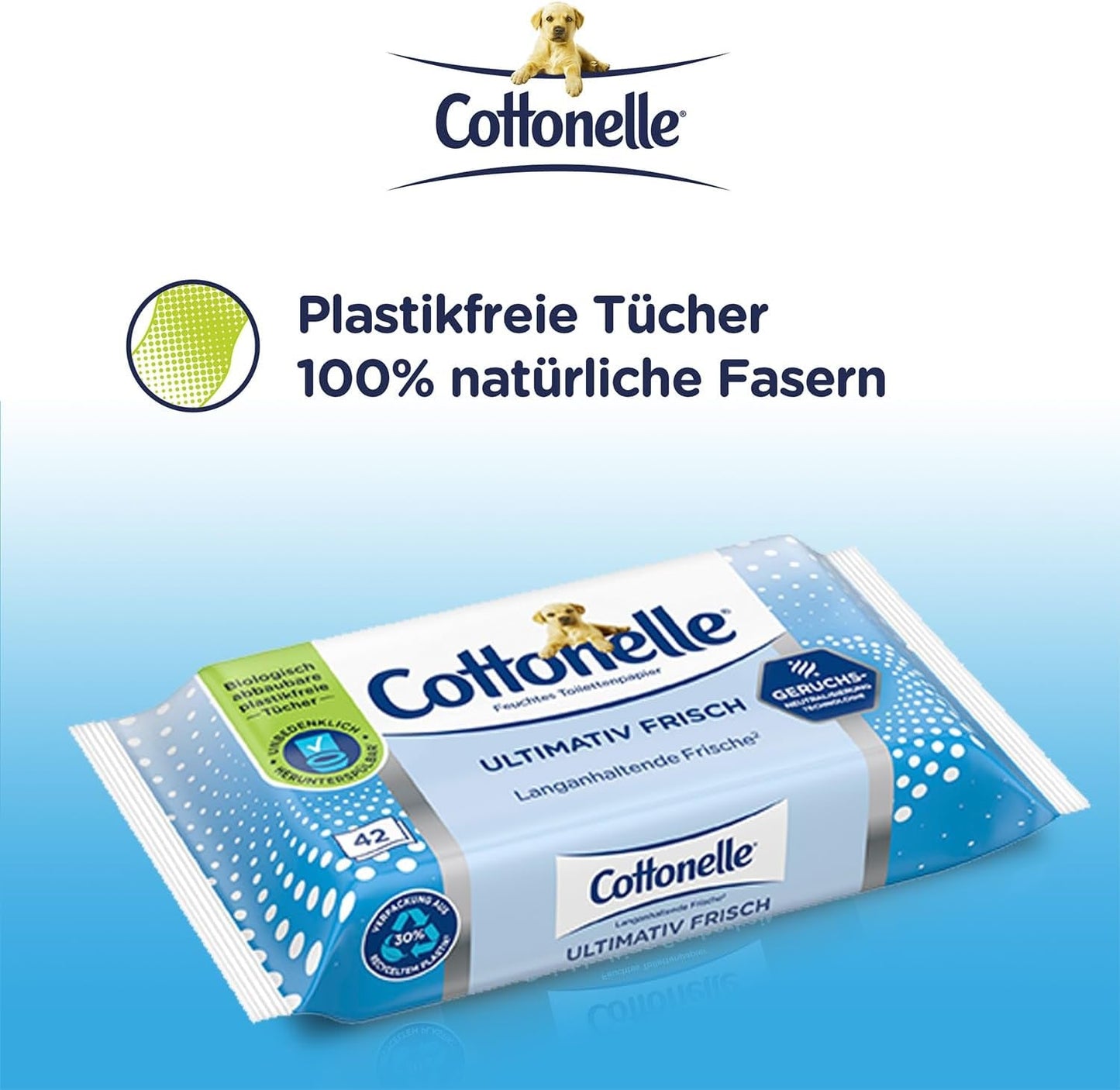 Lingettes humides, Ultimate Fresh, 12 X 42 lingettes, technologie Deodycylx, respectueuses de la peau, sans alcool ni colorant, sensibles, biodégradables