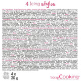 Scrapcooking - Marqueurs 4 pièces : or, chocolat, blanc et rouge - feutres comestibles décoratifs pour écrire et dessiner sur desserts, gâteaux et biscuits