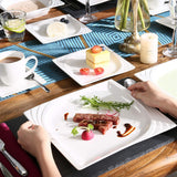 MALACASA, Série Monica, Service de table pour 12 personnes, Porcelaine blanc-crème, Service combiné avec 12 tasses à café, 12 soucoupes, 12 assiettes à dessert, 12 assiettes plates et 12 assiettes plates