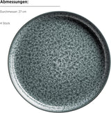 MÄSER 934110 Série Filippa, Service de table en céramique pour 4 personnes, Service de table combiné moderne avec 16 pièces ; Assiettes, bols et tasses à glaçage réactif vert et noir, Grès, Vert