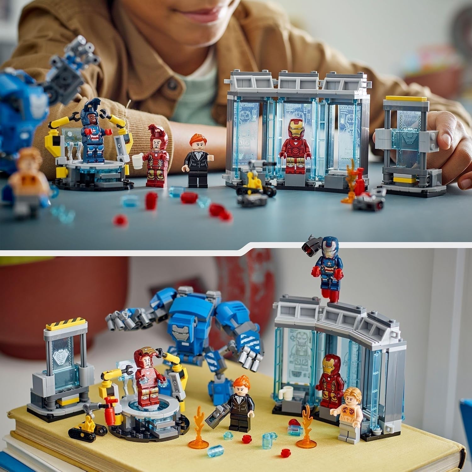 LEGO Marvel Iron Man's Laboratory : Hall of Armor - Jouet de super-héros avec figurine Mech, 5 figurines dont Aldrich Killian - Cadeau Avengers pour garçons et filles à partir de 8 ans 76315 Ensembles de construction Beuche den LEGO-Store
