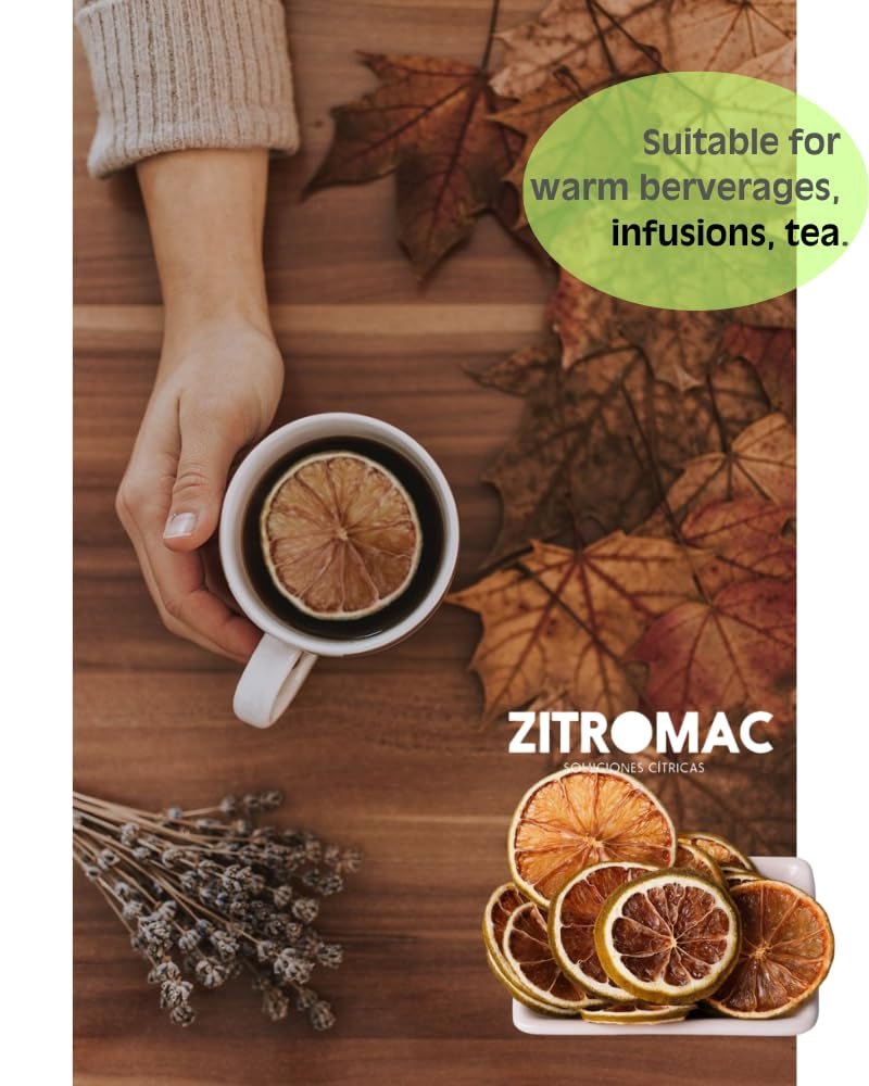 90g de tranches de citron séchées|fruits secs pour décoration de cocktails|citrons séchés pour décoration pour Noël, pâtisserie, boissons, gin, vin chaud, thé|citrons de qualité 100% naturels sans sucre Naty Shop Produits Déshydratés