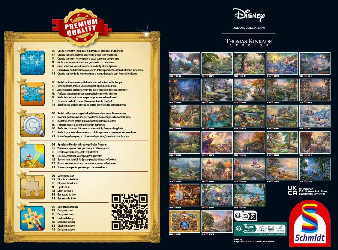 Schmidt Spiele Puzzle 59475 - Thomas Kinkade, Disney La Belle et la Bête, puzzle 1 000 pièces [Exclusif sur Amazon] Puzzle Naty Shop