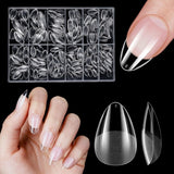 Ongles artificiels courts 500 pièces bouts d'ongles à couverture complète en gel souple pour ongles en gel 12 tailles bouts d'ongles pré-polis pour ongles en gel Ongles artificiels courts Extensions d'ongles de cercueil avec boîte