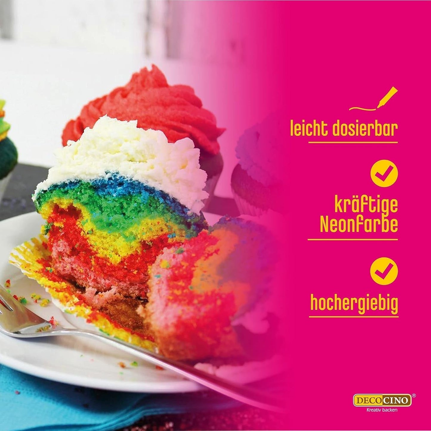 Decocino Neon Food Paste Rouge - Colorant alimentaire haute dose - Pour colorer gâteaux, muffins, cupcakes - Sans goût