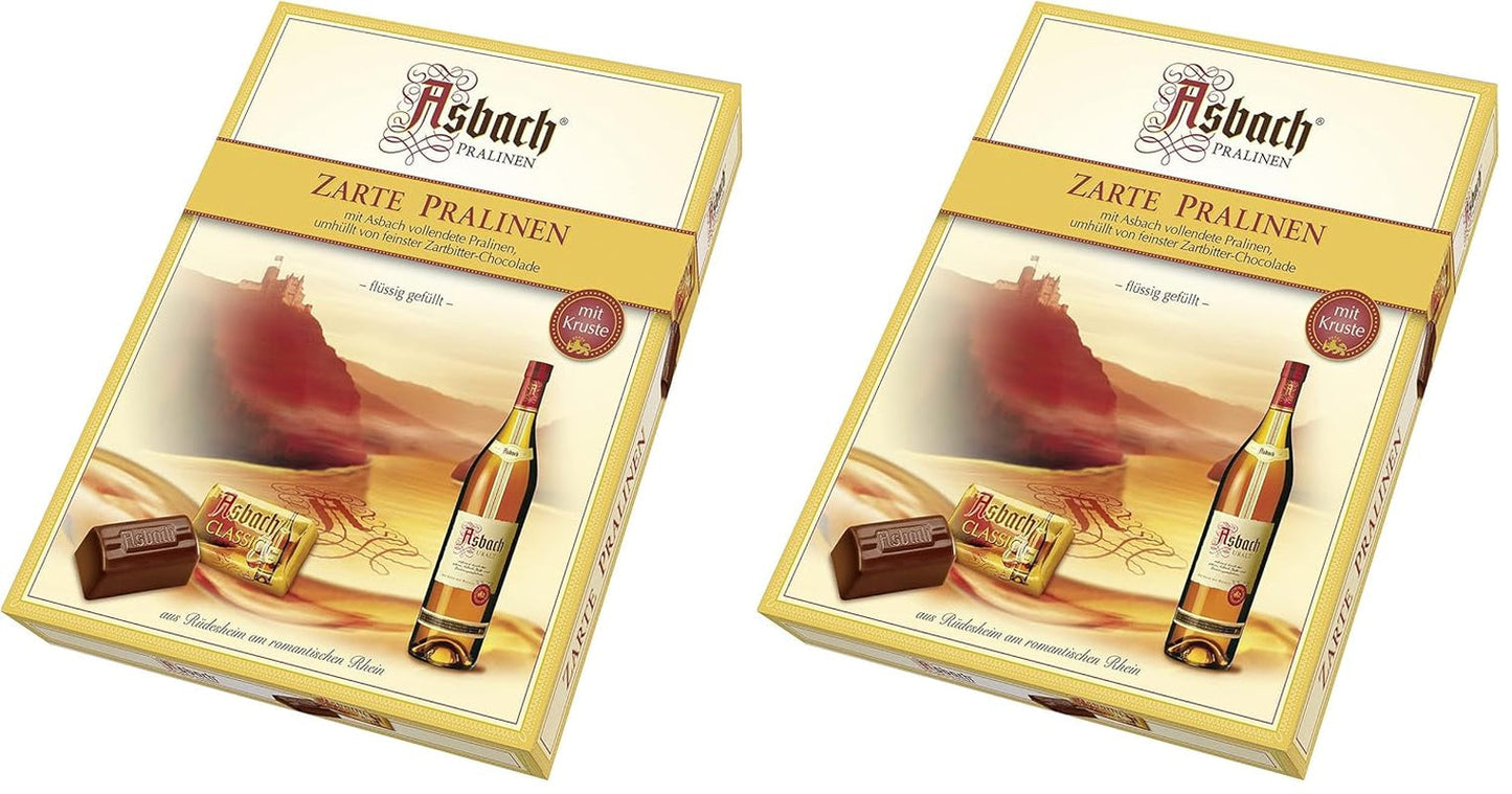 Pralines délicates RCP Asbach en bouteilles croûteuses - 1 x 310 g - Chocolat noir fourré Asbach