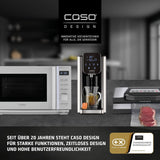 Caso Espresso Gourmet - Machine à expresso porte-filtre en acier inoxydable, puissante pompe Ulka 19 bars, avec mousseur à lait, pour café moulu ou capsules de café ESE, pour 2 tasses, avec chauffe-tasses