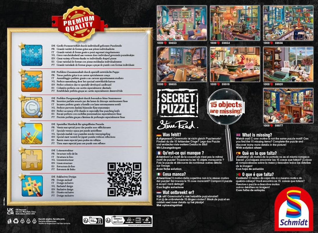 Schmidt Spiele 59920 Au bureau, 1000 pièces Puzzle secret Puzzle Naty Shop
