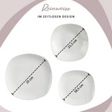 SANGER | Service de table Bilgola blanc, service de table en porcelaine 24 pièces pour 6 personnes, assiettes carrées, assiettes à dîner | LA COLLECTION PREMIUM