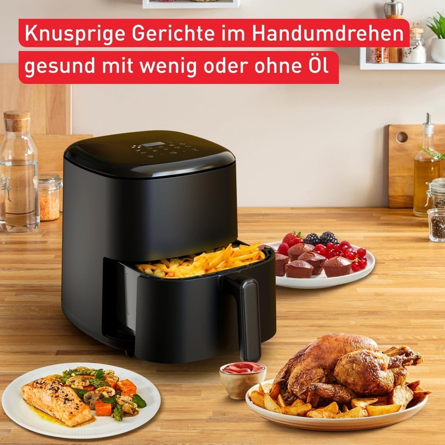 Tefal Easy Fry Max EY2458, 5 litres, friteuse à air chaud, 10 programmes de cuisson automatiques, électroménager à écran tactile numérique Naty Shop