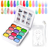 Gel de peinture dégradé, 12 couleurs de vernis à ongles gel ombré avec 100 éponges à ongles et 4 griffes en métal pour manucure française DIY Nail Art, Set I