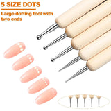 Hanyousheng 20 pièces ensemble de pinces à ongles, 15 pièces pinces à ongles, 5 pièces outils de pointage pour Nail Art pour bricolage Nail Art Design
