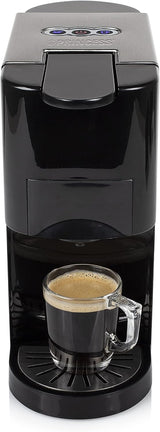 Machine à expresso multicapsules Princess 5 en 1 – Compatible avec Nespresso, Dolce Gusto, Lavazza a Modo Mio et ESE Pads, capacité 0,8 L, 1450 W, argent, noir