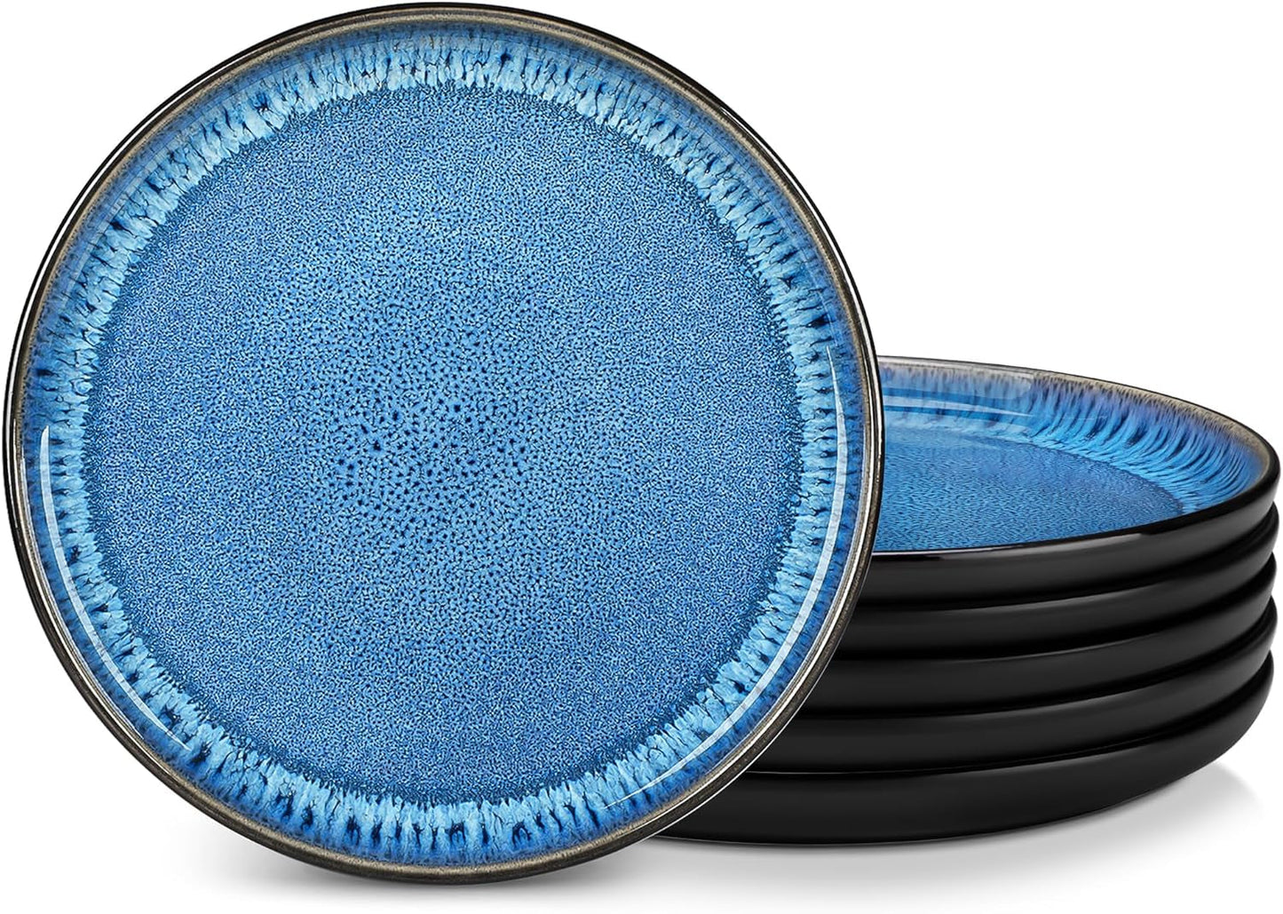 Service de table pour 6 personnes Vancasso PLAYA Service de table en porcelaine 24 pièces pour 6 personnes Bleu comprenant assiettes, assiettes Suma, bols et assiettes à salade Passe au lave-vaisselle et au micro-ondes