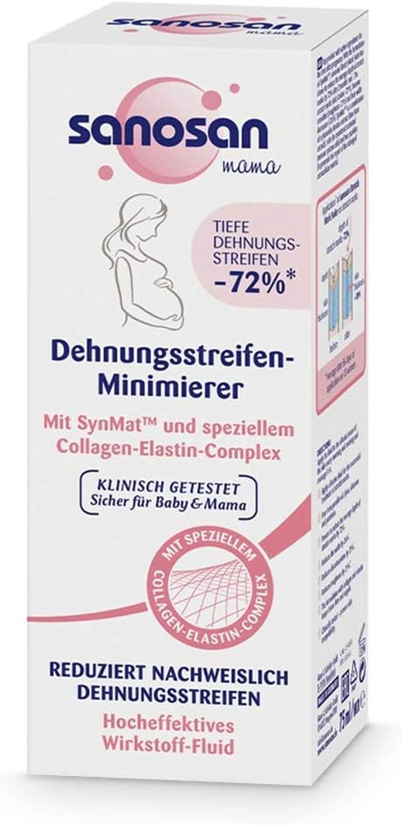 Sanosan Stretch Mark Minimiser, testé cliniquement - réduit les vergetures après la grossesse, sans huile de paraffine, colorants, silicones, 75 ml Cosmétiques et Beauté Naty Shop 1 pièce