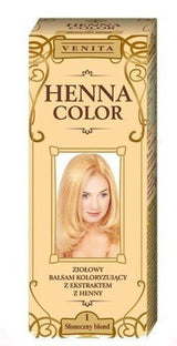 Henna Color 111 Après-shampooing naturel pour cheveux blonds, effet de coloration naturelle, henné Eco, teinture capillaire, Naty Shop, blond clair, 75 ml (1 paquet)