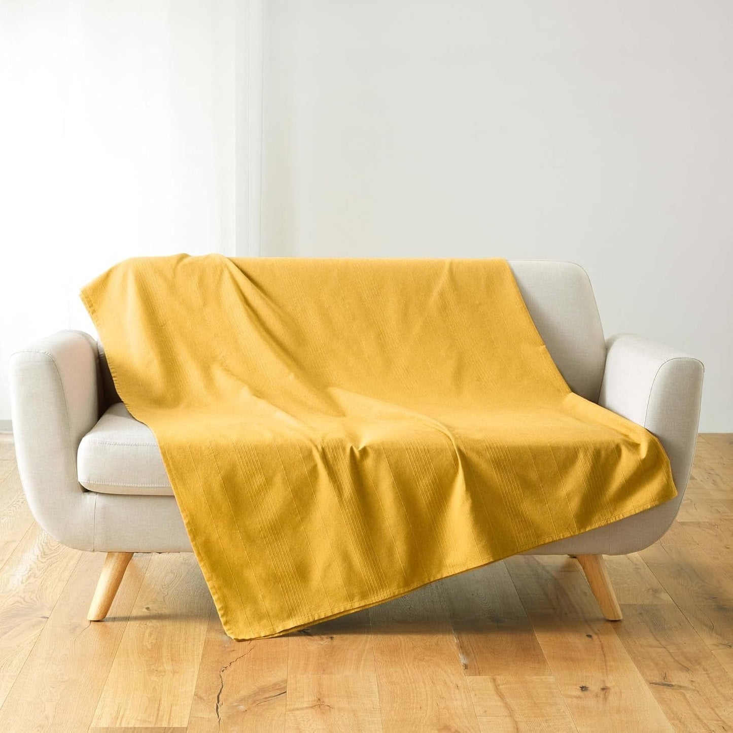 Douceur D'Intérieur, Couverture (220 X 240 Cm) Lucile Curry, Polycoton, Unicolore Lits et Couvertures Douceur d'Intérieur Curry 220 X 240 Cm