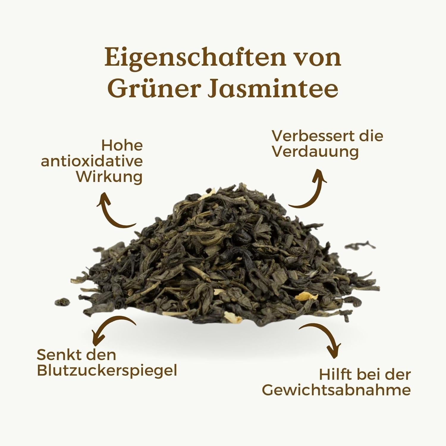 Thé vert bio au jasmin 100 g (50 tasses) | Thé au jasmin de Chine en vrac, qualité biologique REPLANTEA