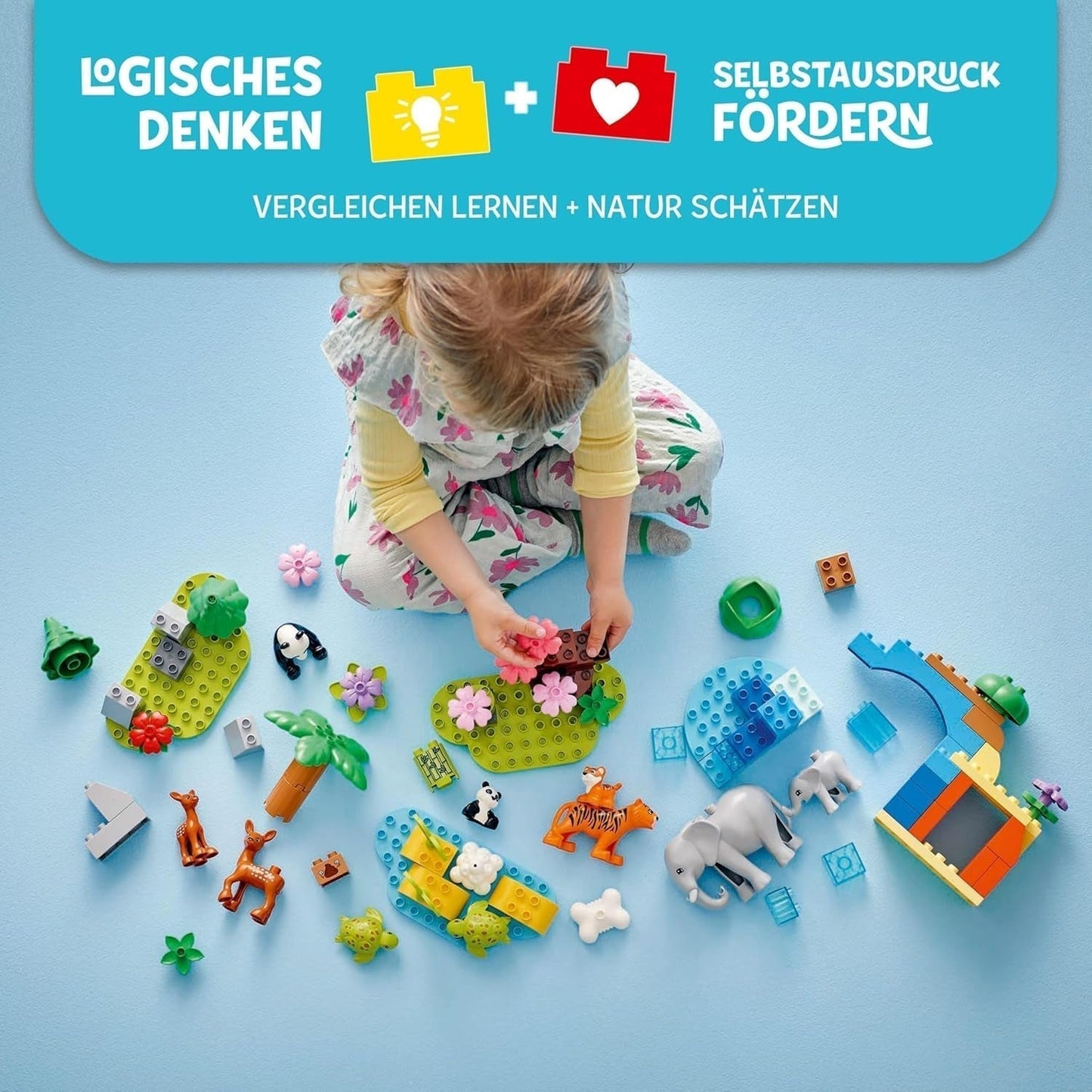LEGO DUPLO Town Wild Animal Families 3 en 1, jouet éducatif pour tout-petits avec tortues, tigres, éléphants, cerfs, pandas, ensemble pour enfants d'âge préscolaire à partir de 2 ans, jouet de construction avec figurines d'animaux 10446 Jeux de construction Beuche den LEGO-Store