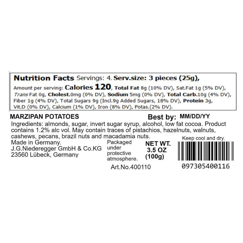 Pommes de terre à la pâte d'amande Niederegger 100g