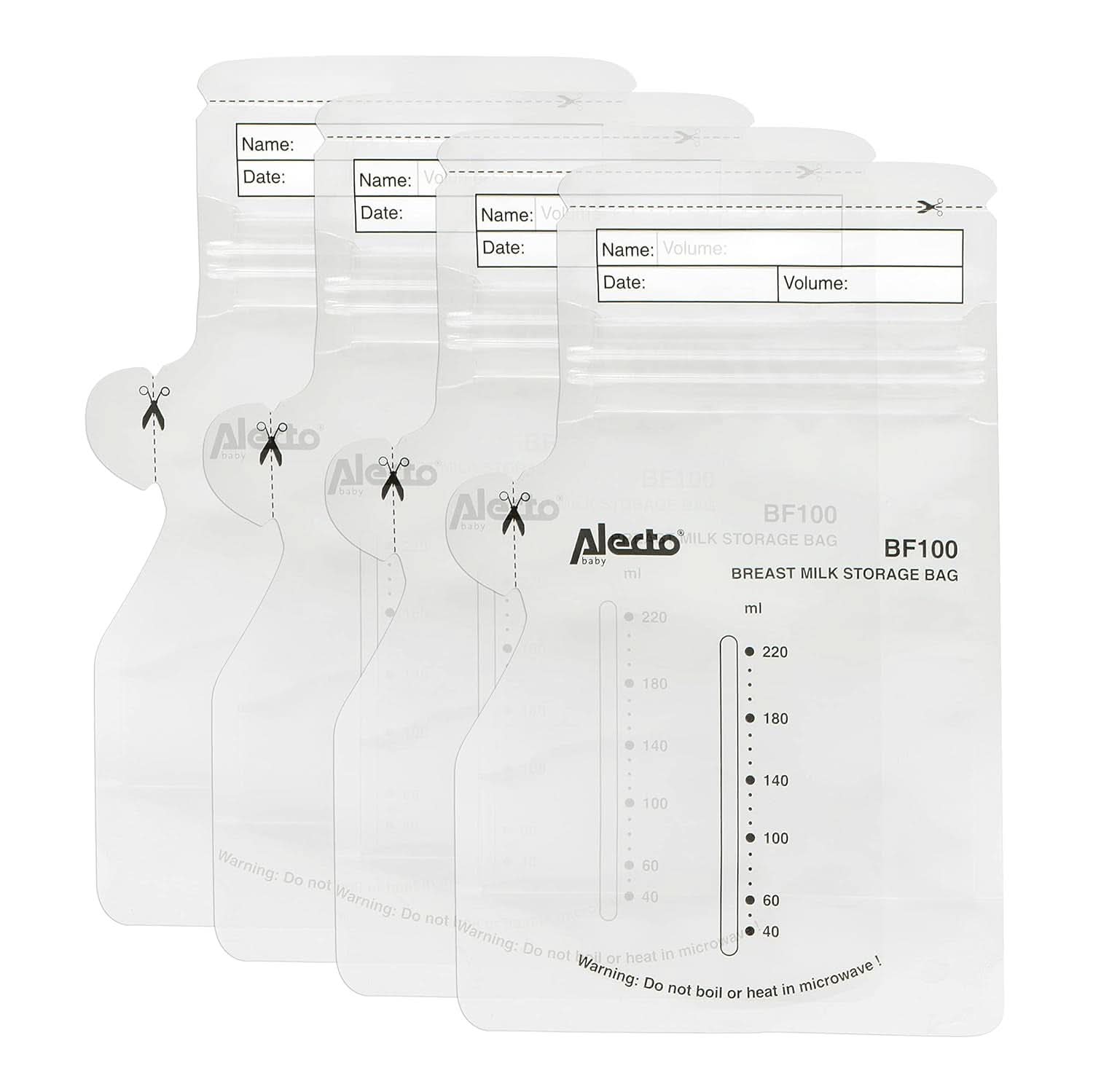 BF100 Sachet de conservation pour lait maternel - Sachet pour lait maternel - capacité 220 Ml - 100 pièces - Transparent Accessoires Alimentaire et Allaitement Bebe Naty Shop