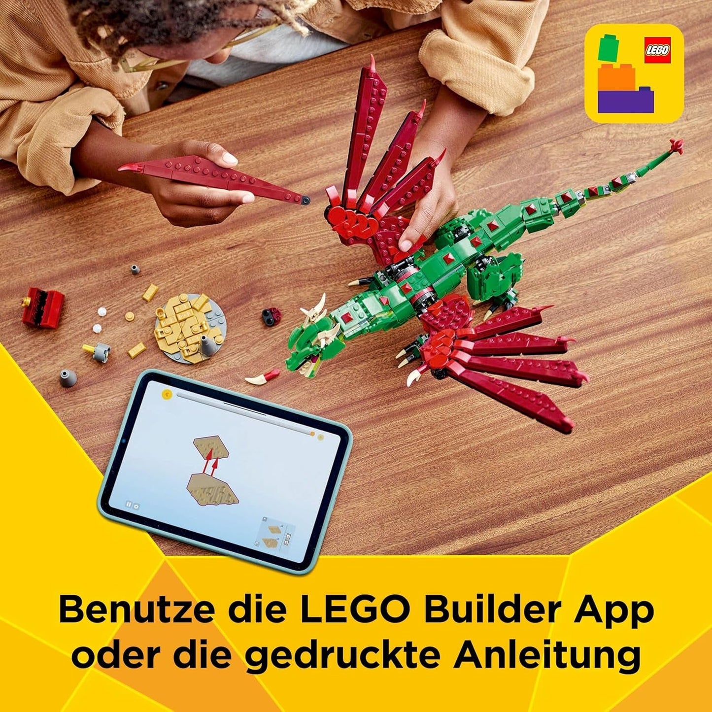 LEGO Creator 3In1 Green Dragon - Jouet - Se transforme en serpent de mer ou en phénix - Jouet de construction animalier pour enfants - Cadeau pour garçons et filles à partir de 9 ans 31161 Jeux de construction Besuche den LEGO-Store