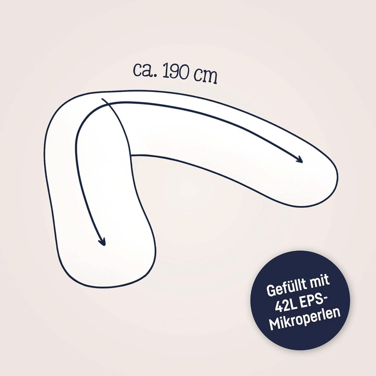 Julius Zöllner Coussin d'allaitement bio 190 cm, garnissage 42 litres de microbilles Eps, fabriqué en Allemagne Accessoires Alimentation et Allaitement Bebe Naty Shop