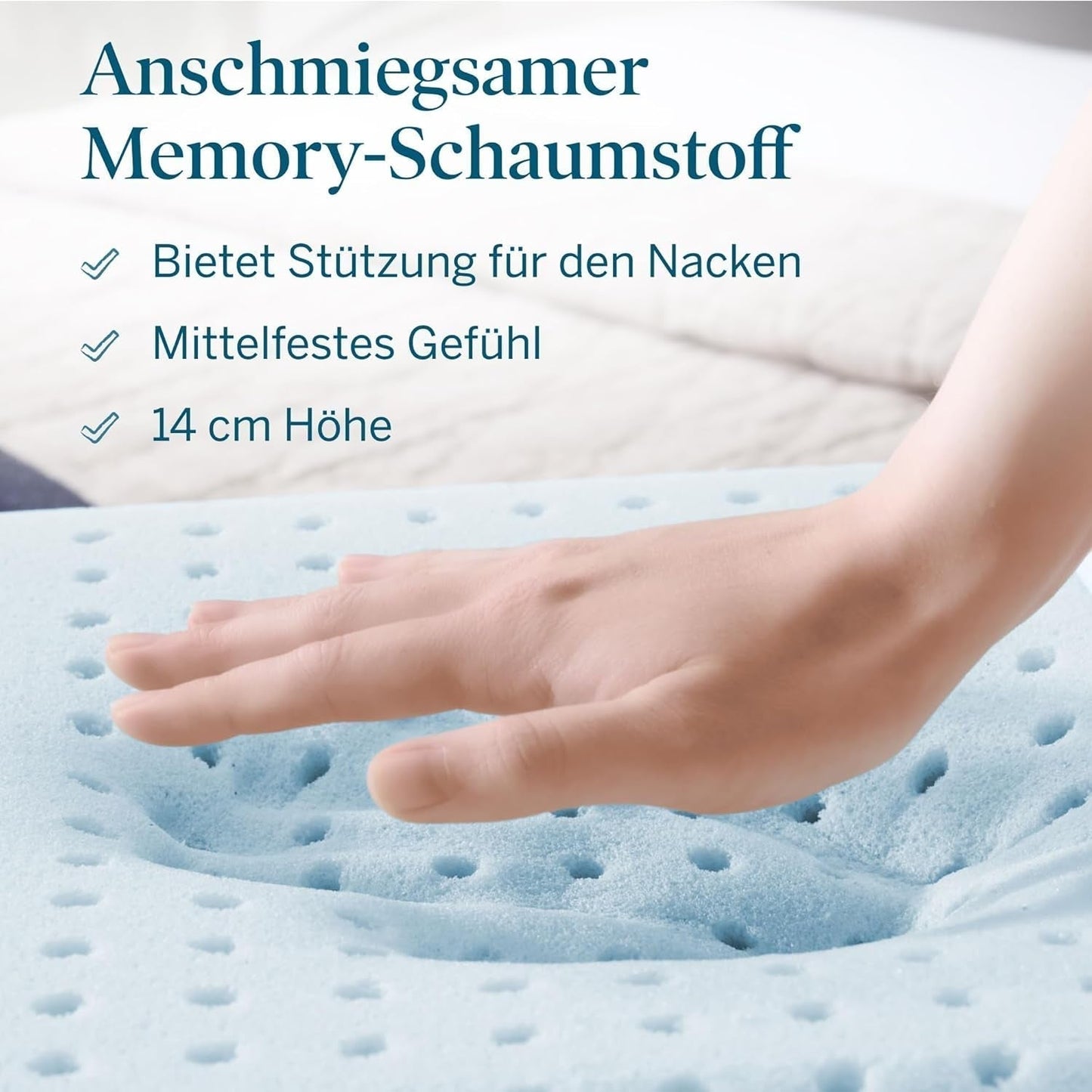 Oreiller LUCID à mémoire de forme avec gel 40x60 cm - respirant - effet rafraîchissant - housse lavable - oreiller certifié Oeko-Tex, blanc