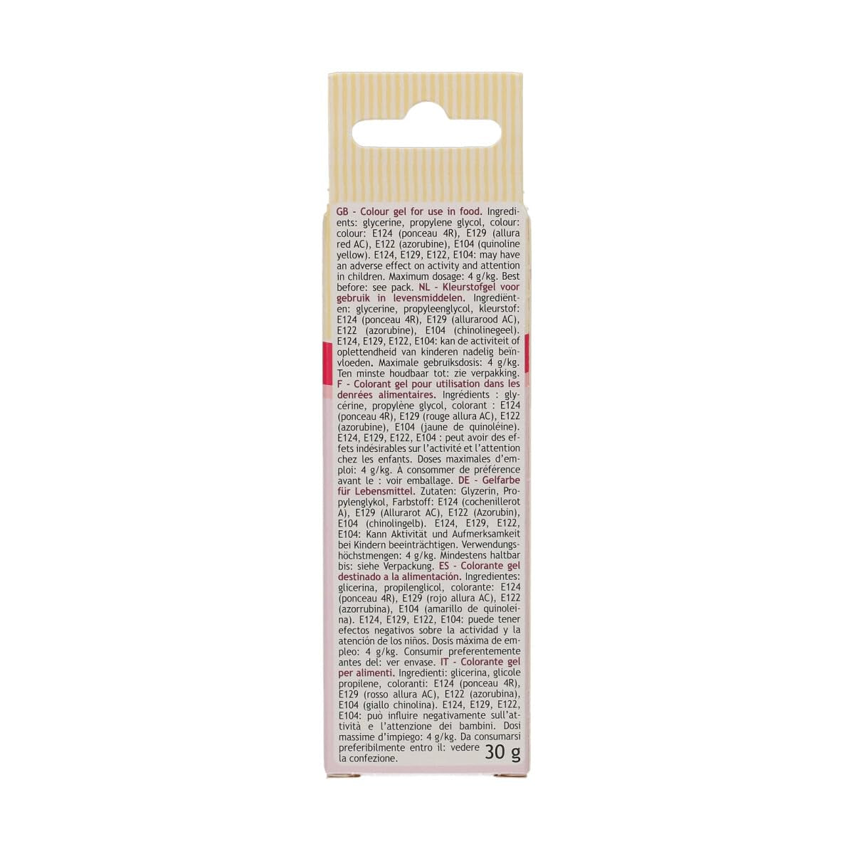 Colorant alimentaire Funcakes, gel rouge : Colorant alimentaire très concentré pour pâte, crème, fondant et pâte d'amande. Dosage facile. Une seule goutte pour créer des couleurs vibrantes. Halal. 30g.
