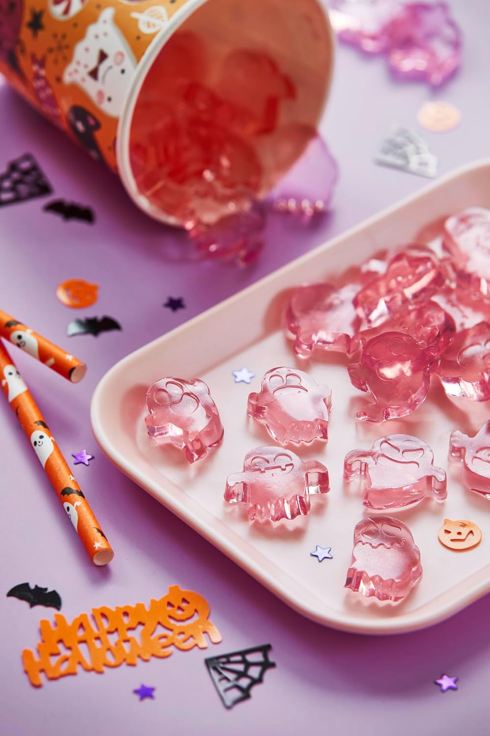 HEITMANN KREATIV - Ensemble créatif de chewing-gum aux fruits d'Halloween - Colorants en poudre à base de plantes - Rose - Chewing-gums aux fruits en forme de fantôme DIY avec saveur de framboise