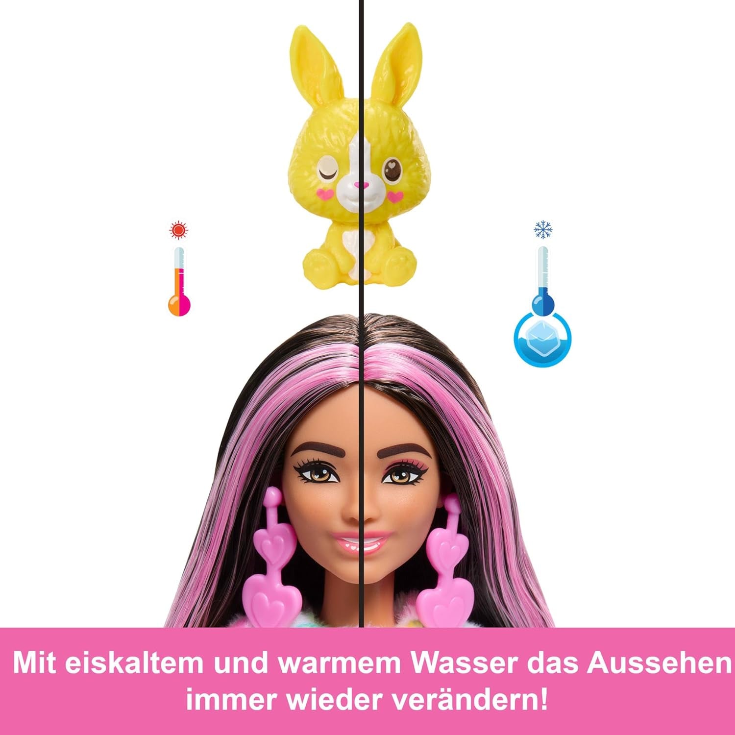 Barbie Cutie Reveal poupée et accessoires, tenue en peluche lapin Batik et 10 surprises changeantes de couleur, série Color Dream, poupées HRK38 Naty Shop