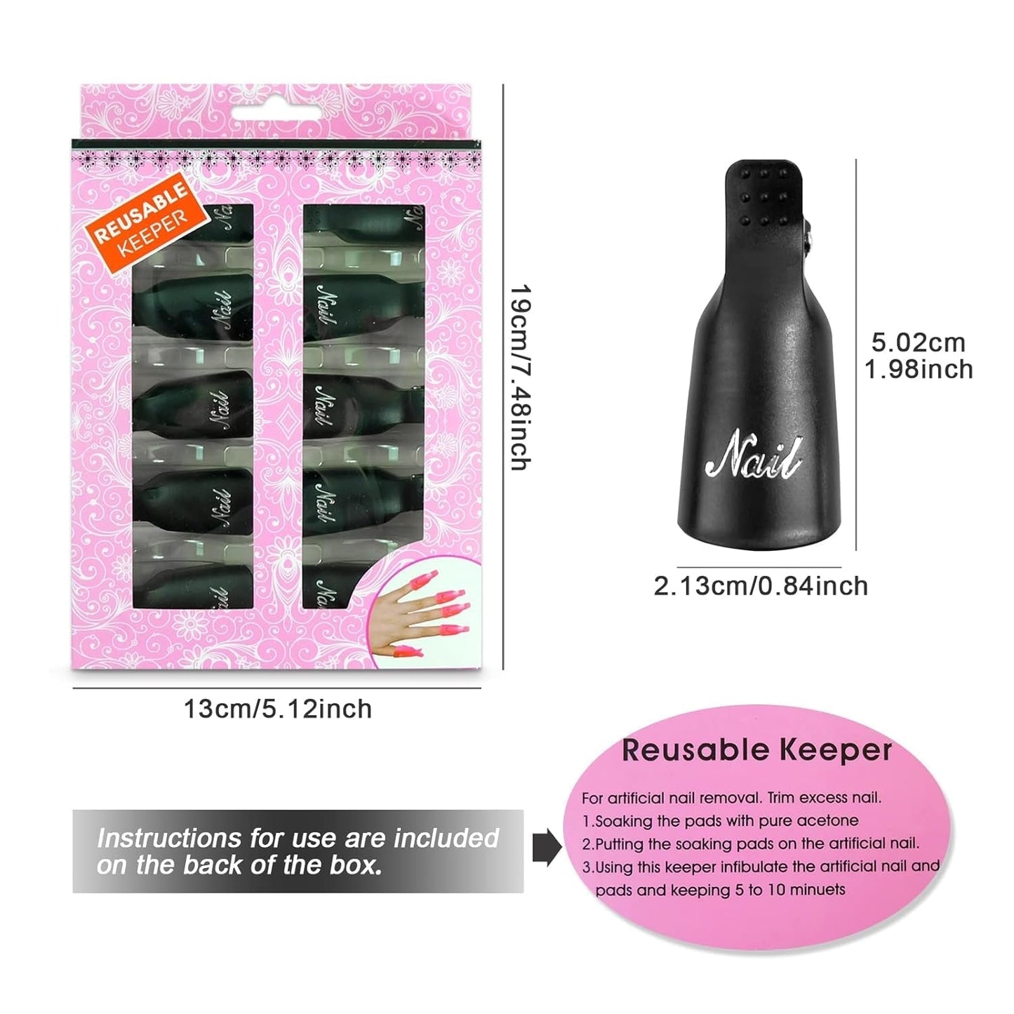 Hanyousheng Pinces à ongles, Clips à ongles, 10 pièces Noir Pinces à ongles, Pinces à ongles, Nails Art Gel Cap, Soak Off Clip Cap UV Gel Poliermittel Entferner Wrap Nail Tool