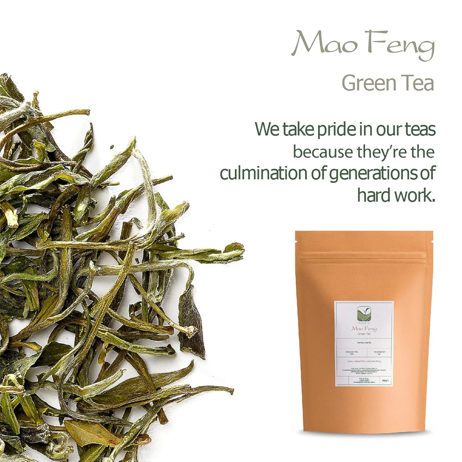 Thé vert Mao Feng Huangshan - Célèbre thé chinois de Huang Shang - Feuilles de thé vert des montagnes jaunes Maofeng Chine Thé Mao Feng Thé vert biologique Thé vert chinois Thé vert