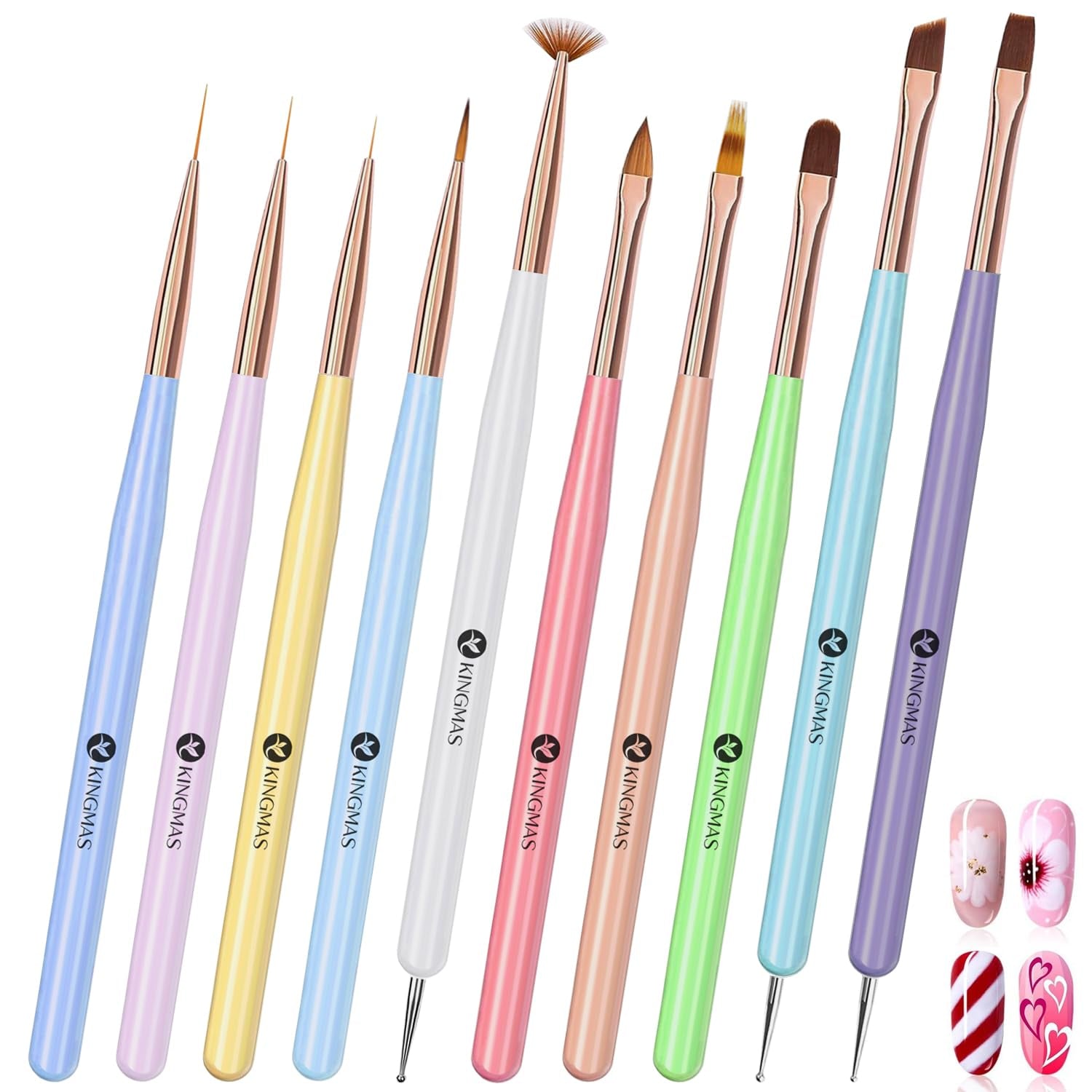 10 pièces Nail-Art-Pinsel, Nagel-Gel-Nagellack-Malpinsel, Zeichenstift, Nagel-Liner-Pinsel et Nagel-Dotting-Stift pour Gel-Nagellack, DIY, Manucure, Salon Zu Hause