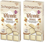 Schogetten Amande Blonde | Chocolat blanc aux éclats de caramel et d'amandes | 100g | Idéalement portionné (paquet de 2)