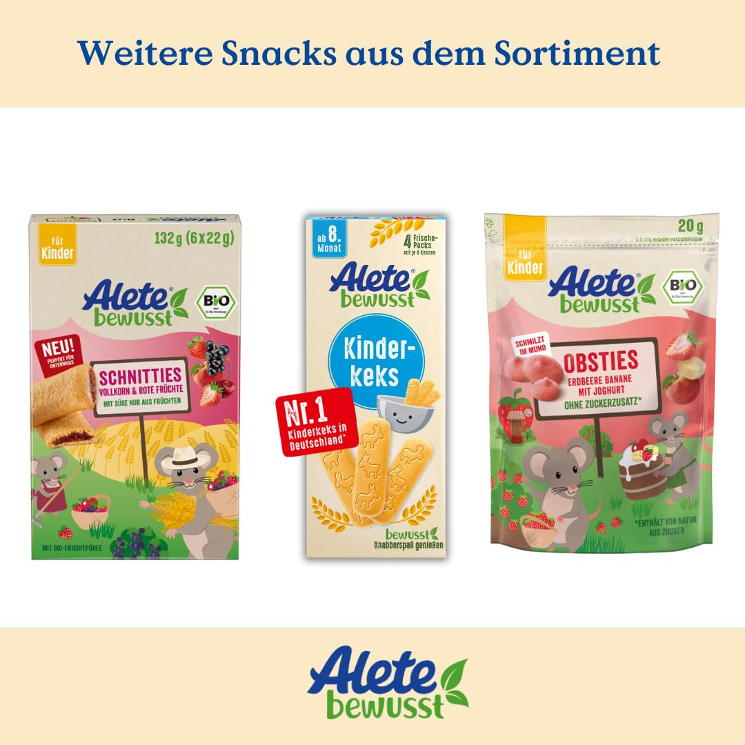 Alete Tartes tranchées bio aux grains entiers et aux pommes 6 x 22 g