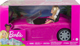 Poupée Barbie et cabriolet à paillettes roses, pneus réalistes, logo, jouet pour 3 ans et plus, DJR55