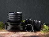 CreaTable, 22699, série Industrial Gold BLACK, service de table 16 pièces pour 4 personnes, service combiné en porcelaine, passe au lave-vaisselle et au micro-ondes, fabrication de qualité