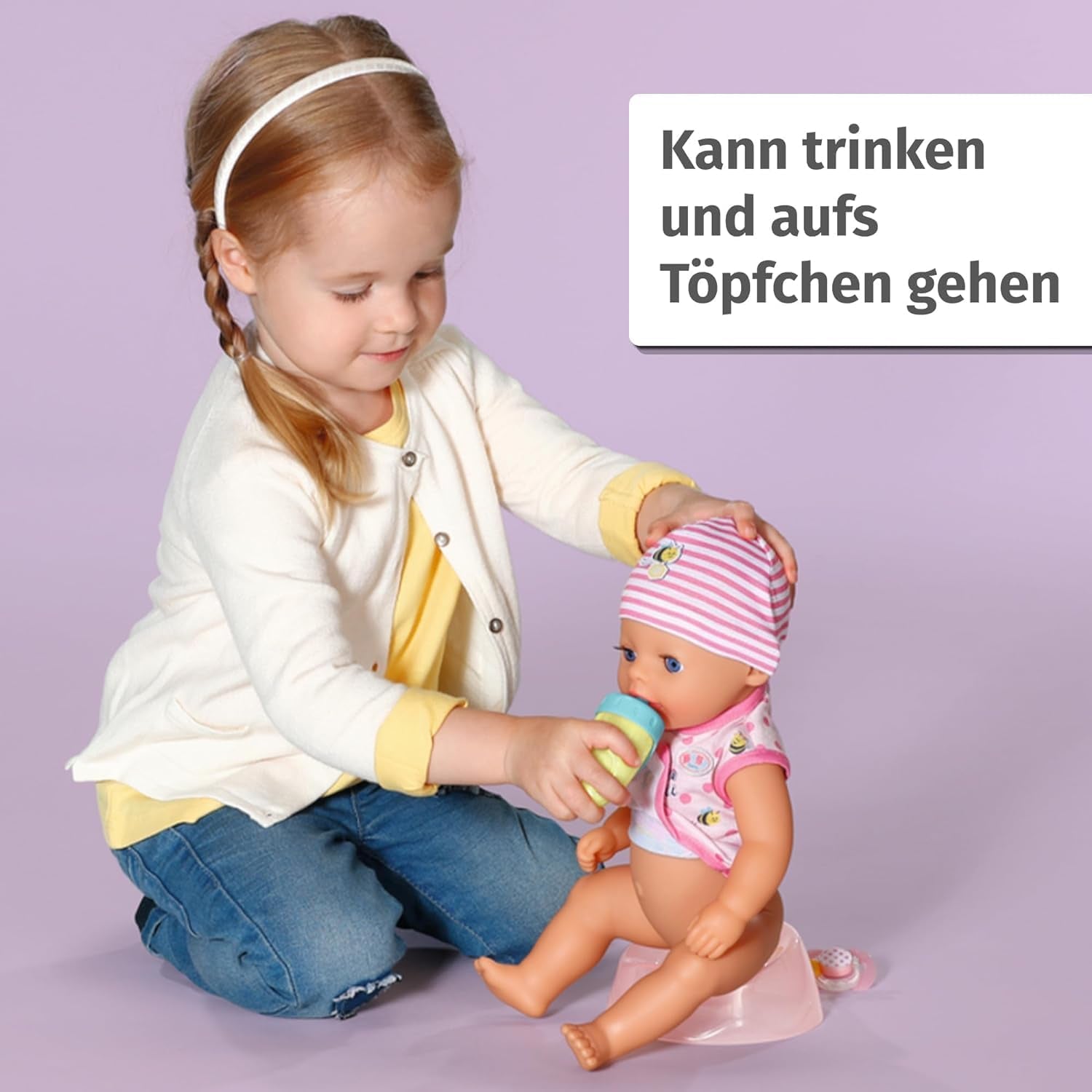 BABY Born Lena (fille) 36 cm, poupée avec 7 fonctions pour enfants à partir de 1 an, fonctionne sans pile, grande poupée 36 cm, 834596 Zapf Creation, poupées roses Naty Shop