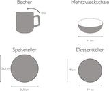 CreaTable, 22582, série SAMBA, service de table 16 pièces pour 4 personnes, service combiné en porcelaine, passe au lave-vaisselle et au micro-ondes, fabrication de qualité
