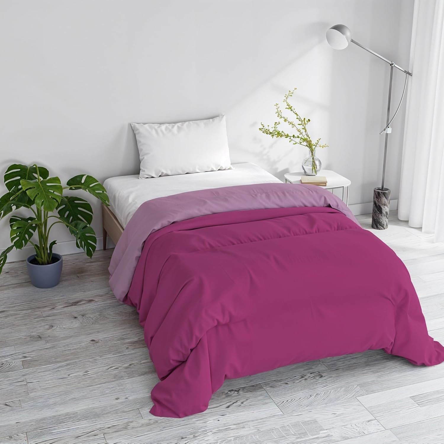 Couverture d'hiver basique, unie et ouatinée, vert foncé/crème, 200X245Cm Naty Shop couettes et couettes Fuchsia/Lilas 200X245Cm