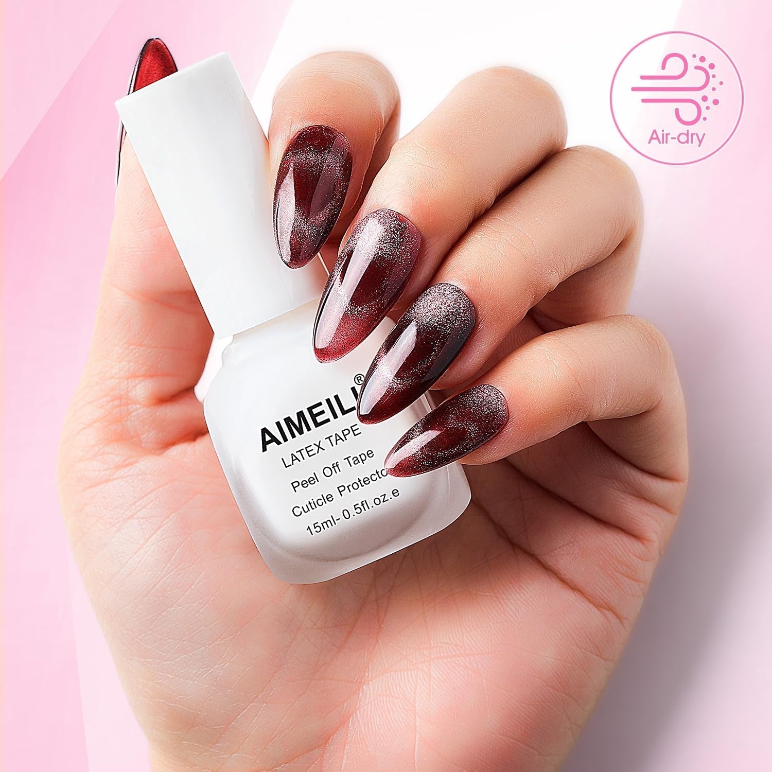 AIMEILI Latex Peel off Tape Nagelleck Korrektor Hautschutz Fingerschutz pour Nail Art Palisade Geruchlos Blanc 15Ml