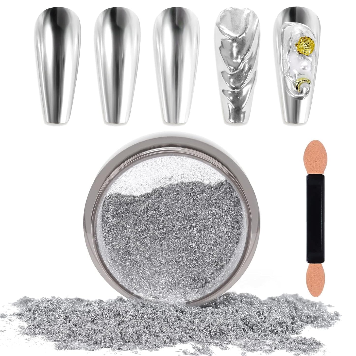 Chrome Nagel Pulver Spiegel Effekt Metallic Staub Holographische Glitter Glasierte Maniküre Dekoration Reflektierendes Pigment For DIY Gel Polish Nail Art, Harz Handwork, Geschenke for Gold