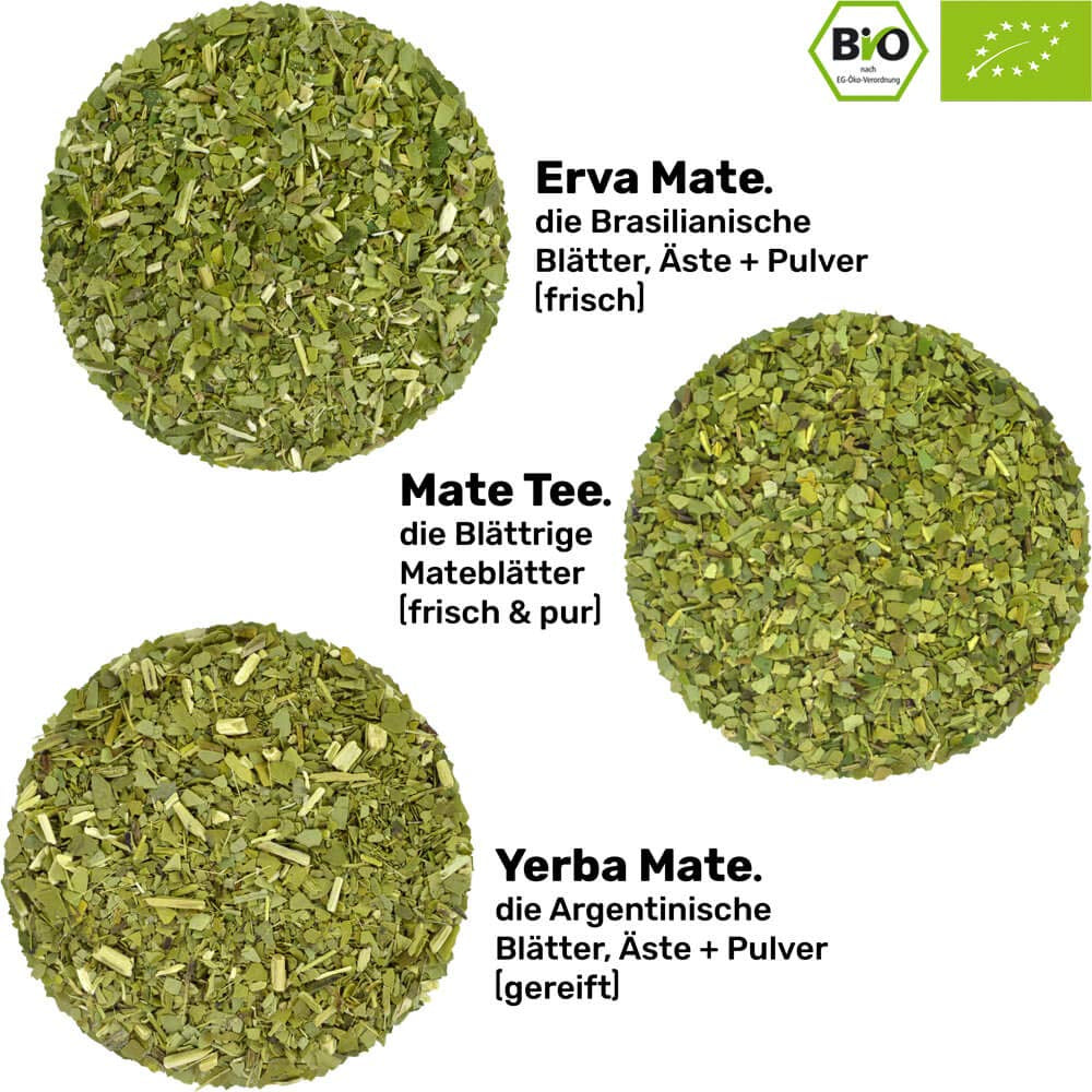Service à thé maté pour deux, bio ● 2 tasses à maté + 2 bombillas + 300 g de thé maté + notice de préparation