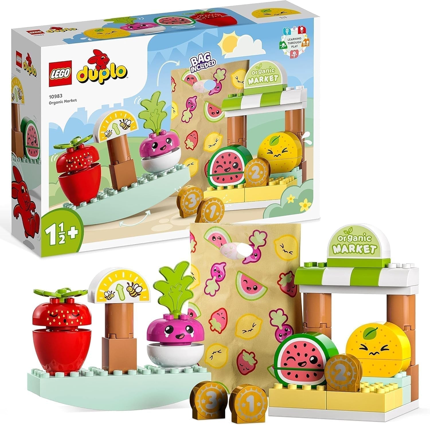 LEGO DUPLO Mon premier marché biologique, magasin de jouets pour garçons et filles, jouet éducatif pour les tout-petits à partir de 1 an et demi, accessoires pour fruits et légumes 10983 Sets de construction Besuche den LEGO-Store Single